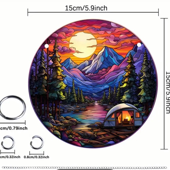 Sunset Camping Acrylic Sun Catcher- Handmade for Window - Picture 3 of 5
